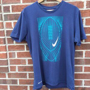 Nike Dri Fit Tee Mens XL Athletic Cut Navy Football Graphic